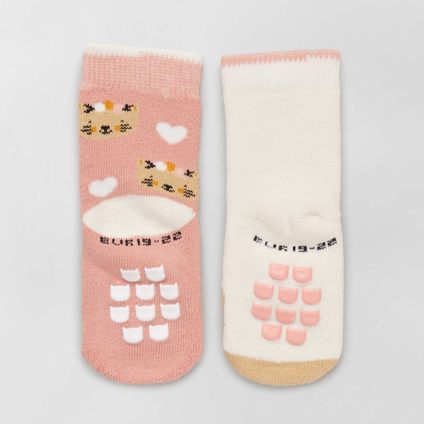 Lot de 2 paires de chaussettes antid rapantes Rose/blanc
