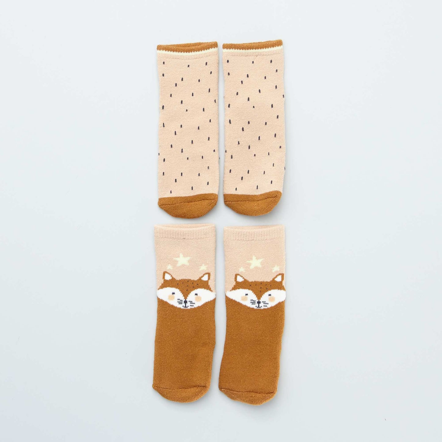Lot de 2 paires de chaussettes antid rapantes Orange/beige