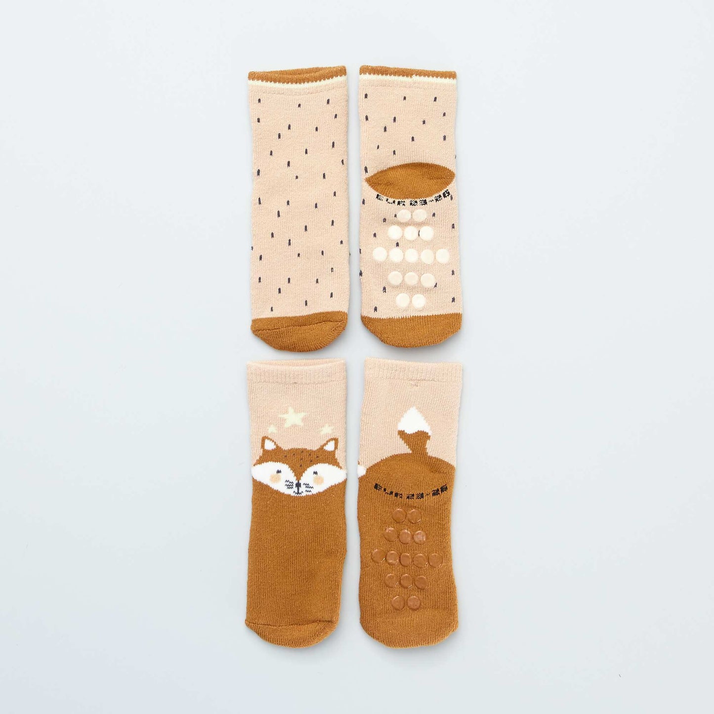 Lot de 2 paires de chaussettes antid rapantes Orange/beige
