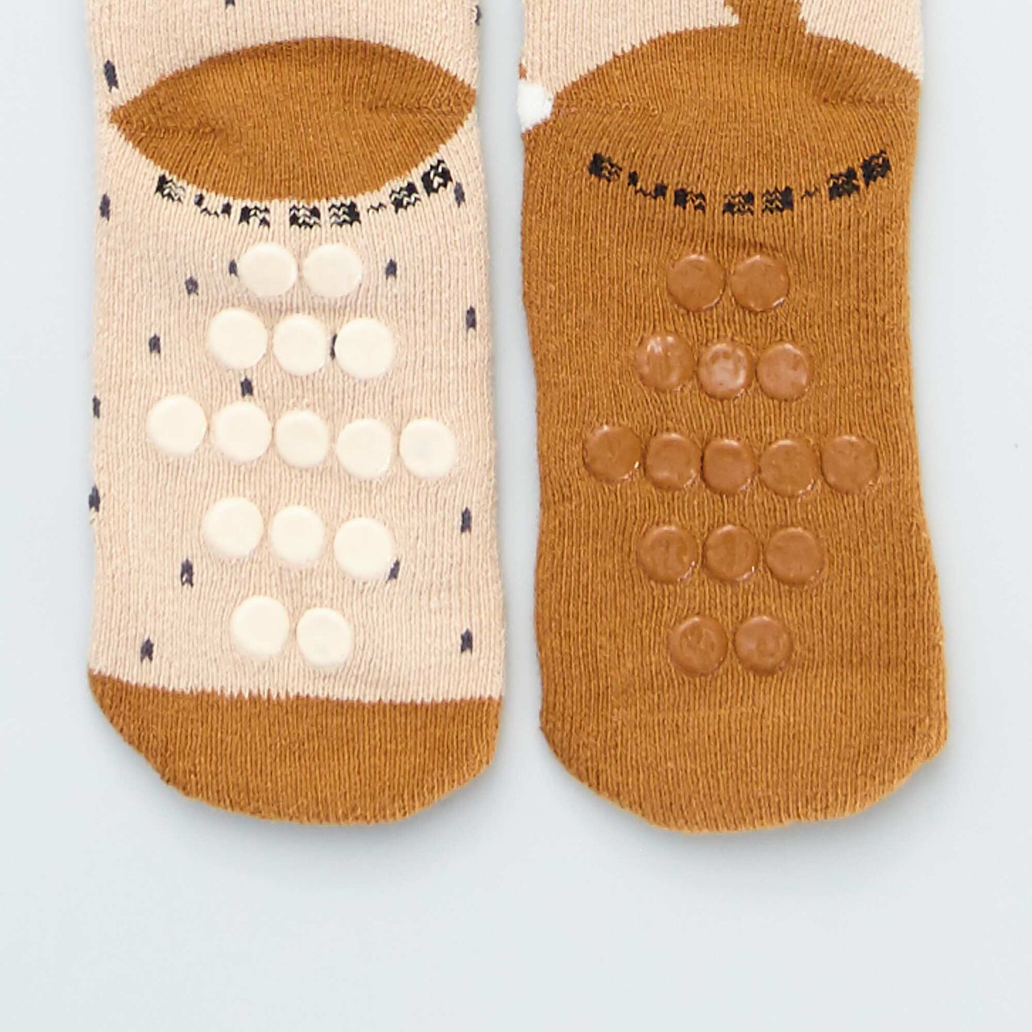 Lot de 2 paires de chaussettes antid rapantes Orange/beige