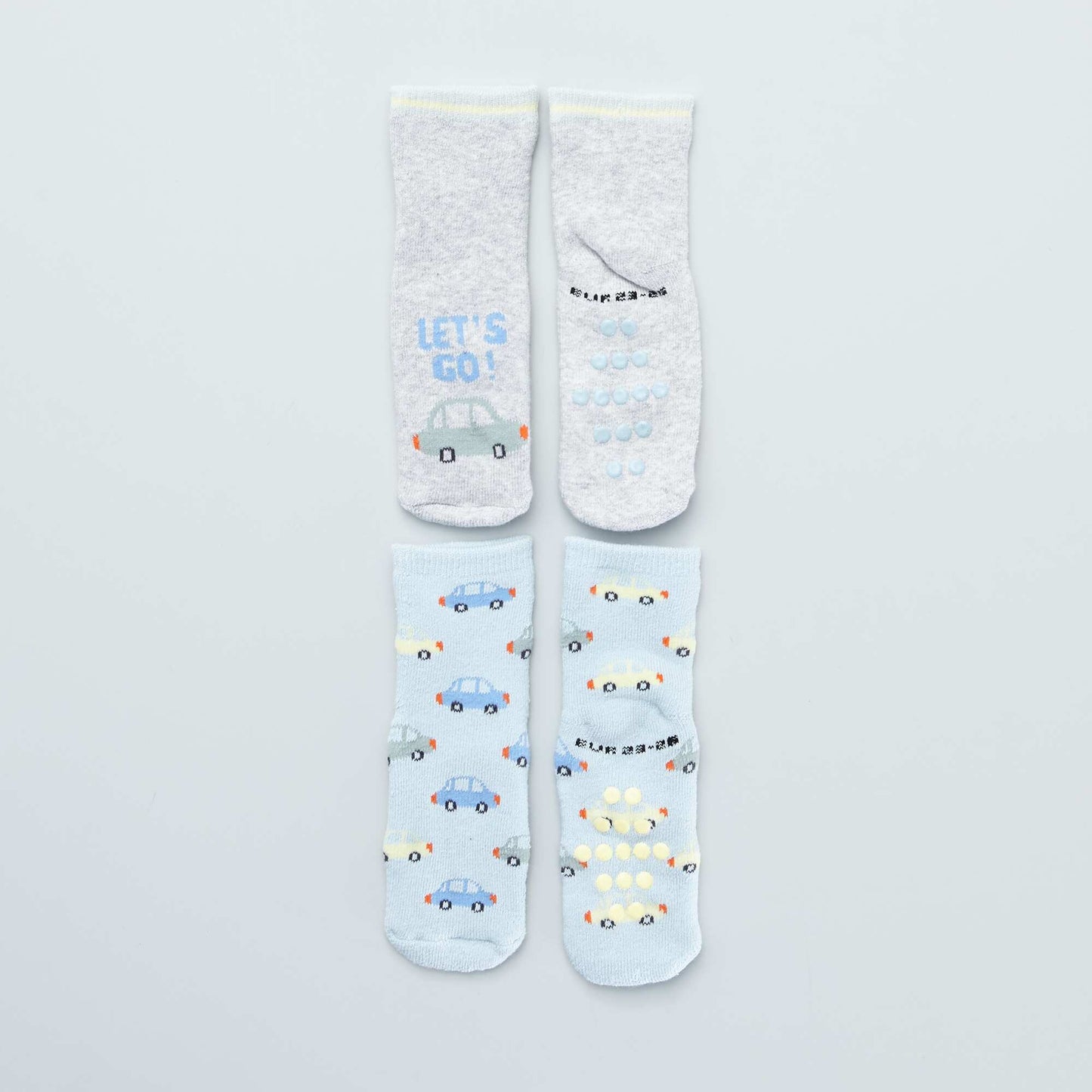 Lot de 2 paires de chaussettes antid rapantes Bleu/gris