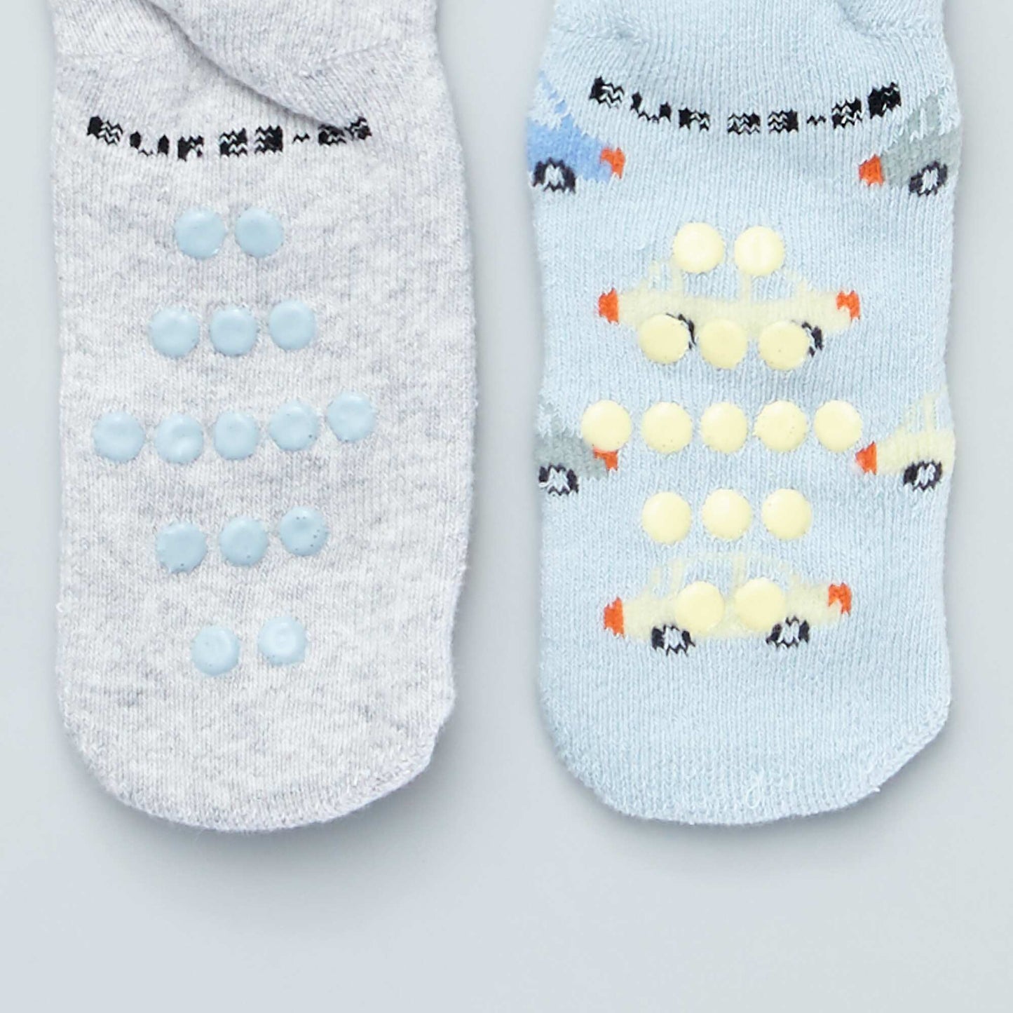 Lot de 2 paires de chaussettes antid rapantes Bleu/gris