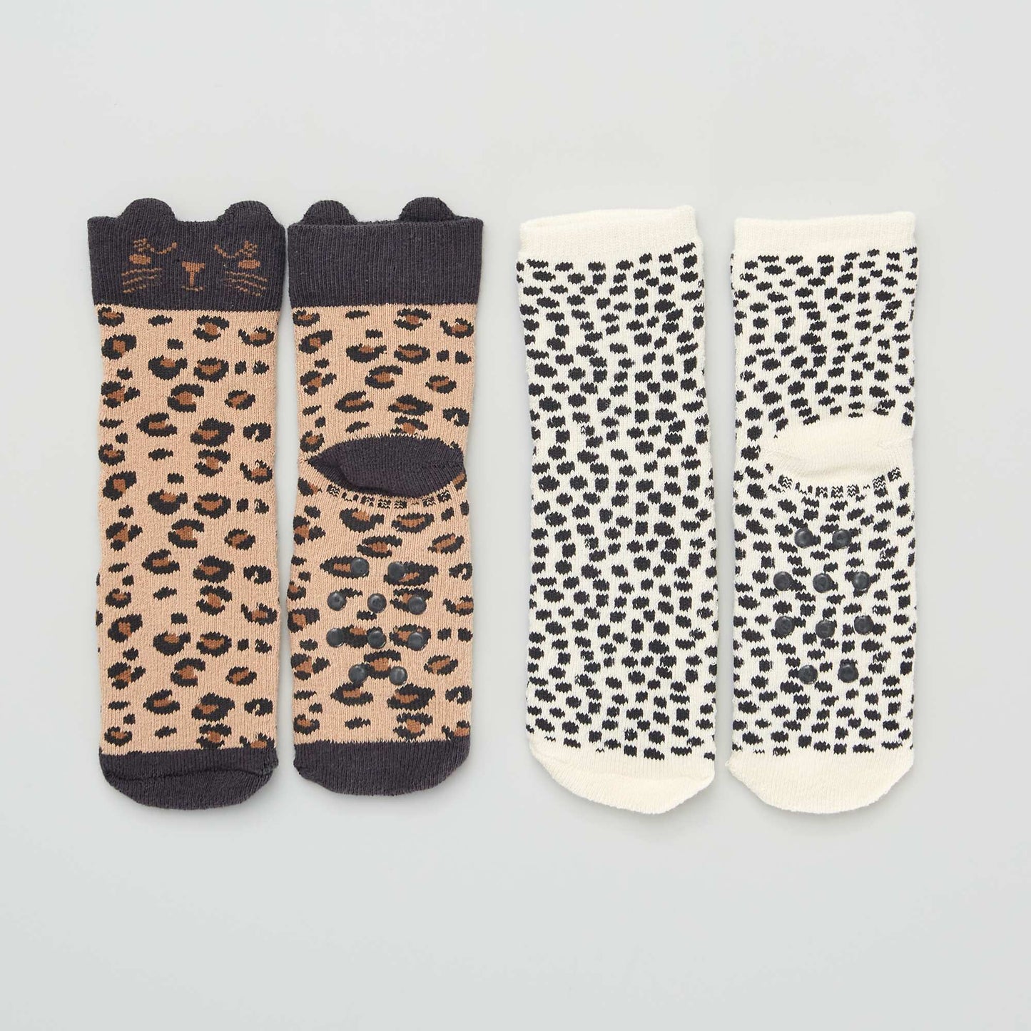 Lot de 2 paires de chaussettes antid rapantes Marron/noir