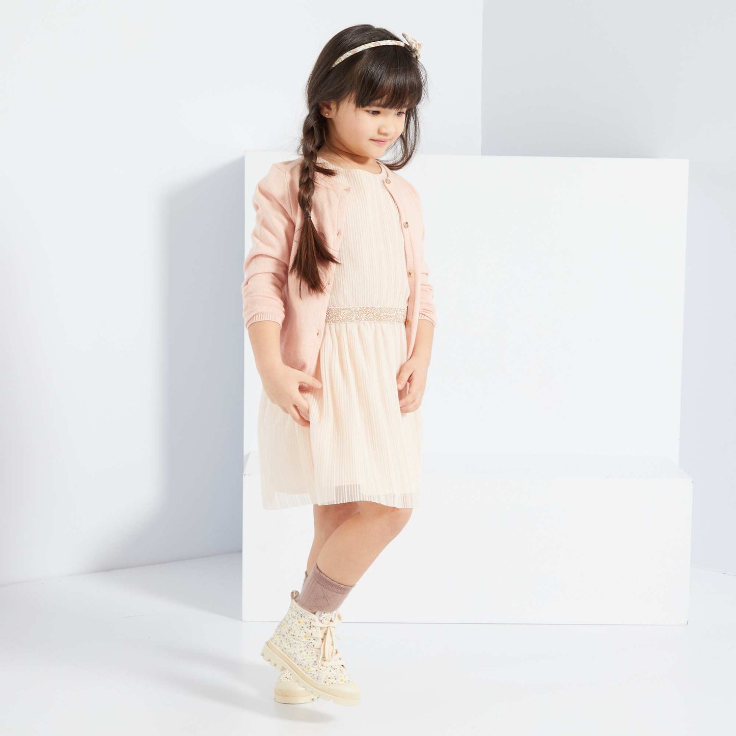 Gilet en maille fine Rose clair