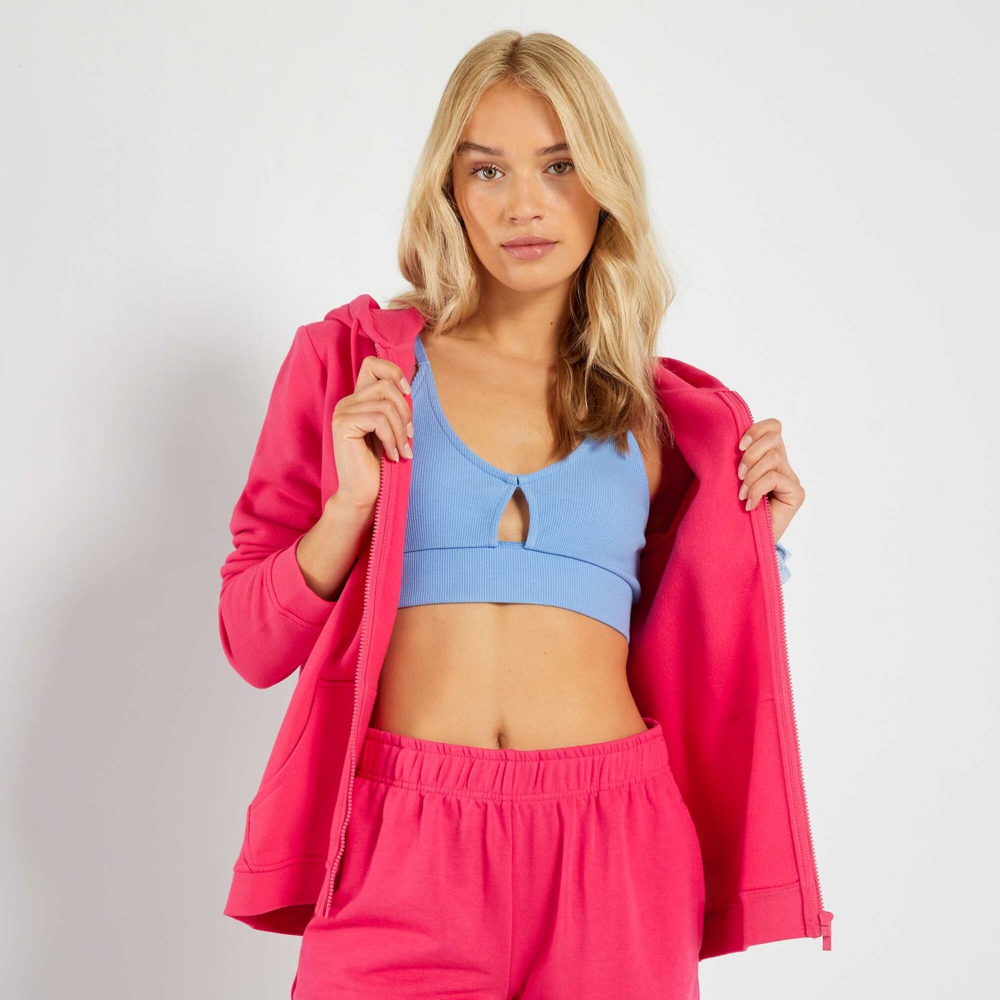 Sweat zipp capuche Rose