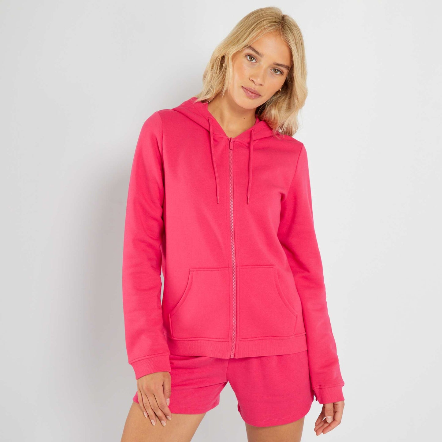 Sweat zipp capuche Rose