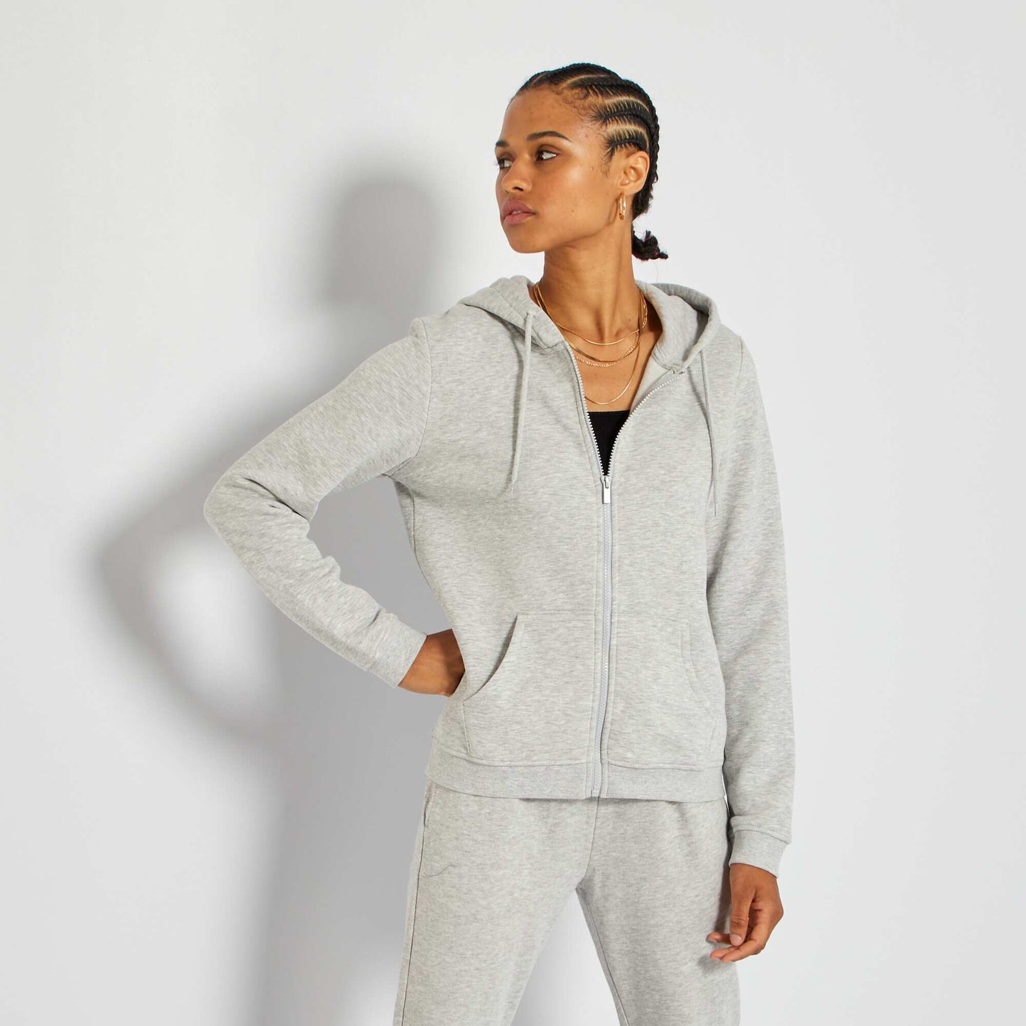 Sweat zipp Gris clair