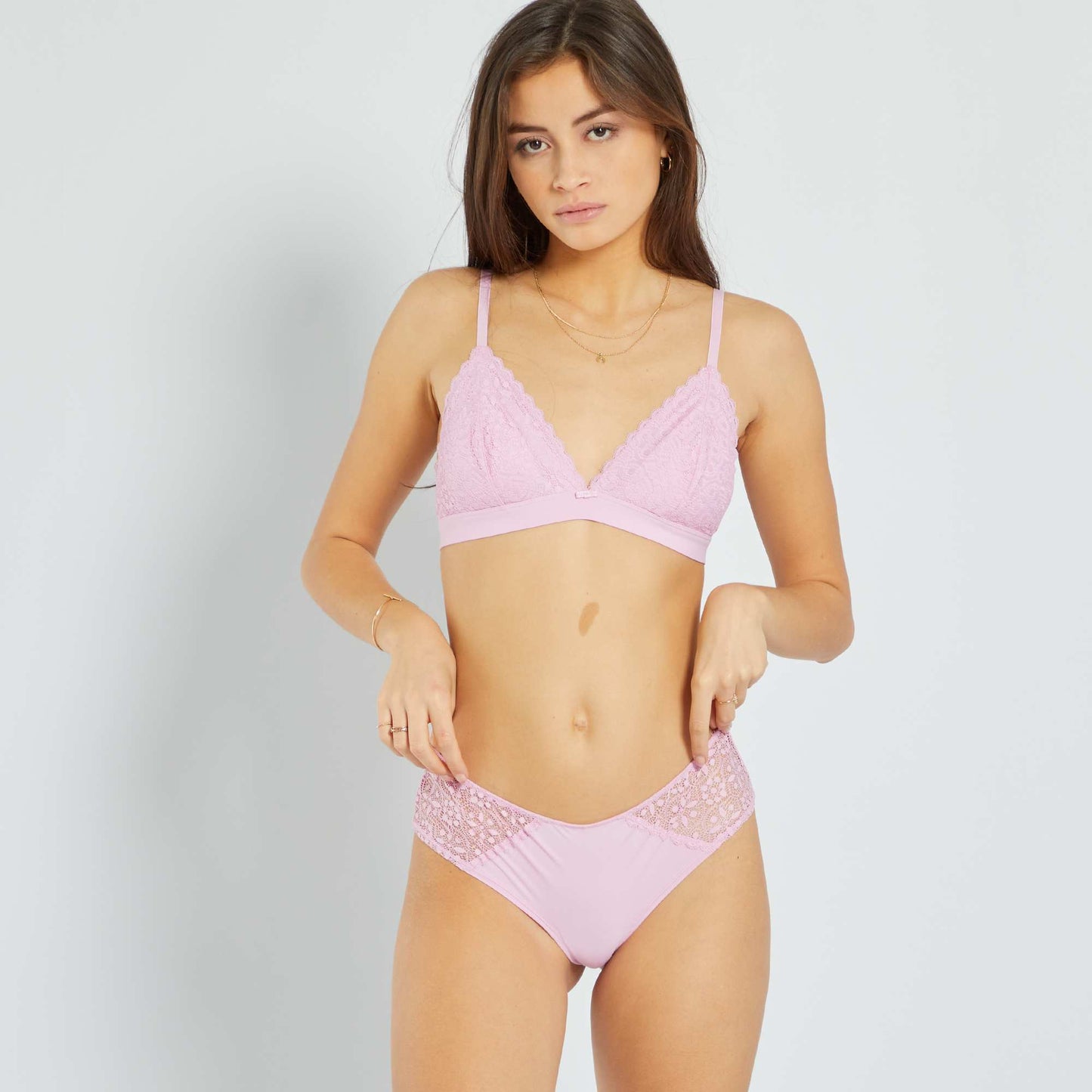 Shorty micro et dentelle Rose lilas