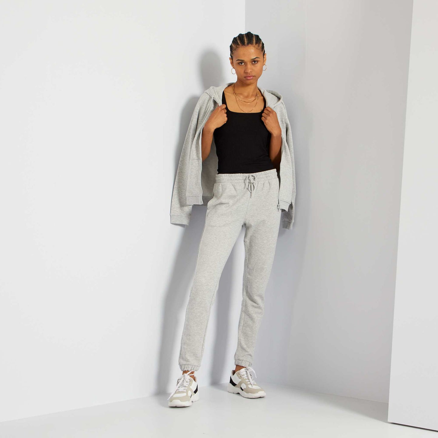 Pantalon de sport en molleton gris clair