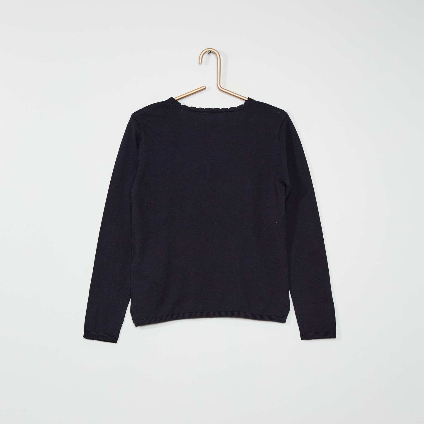 Pull fin en coton bleu marine