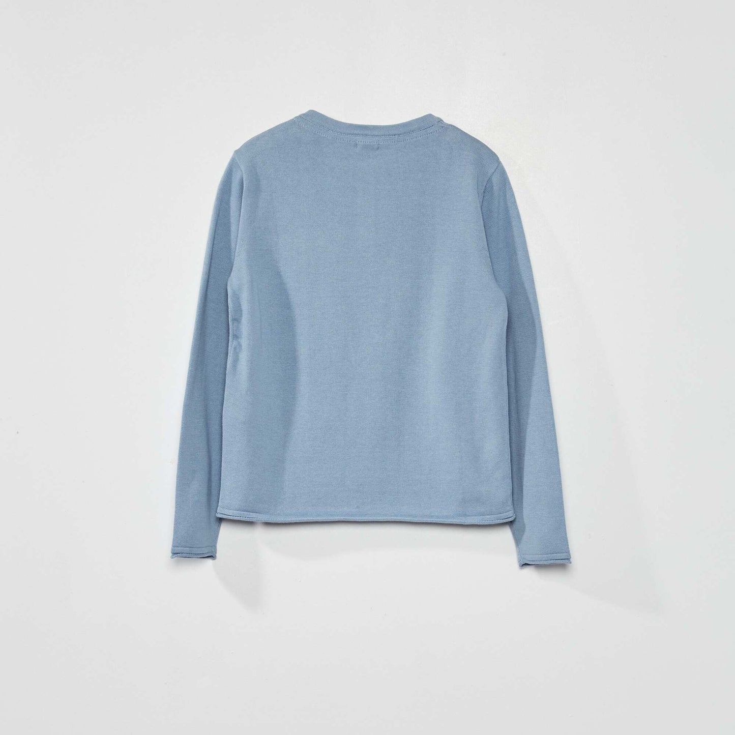Pull col tunisien bleu denim