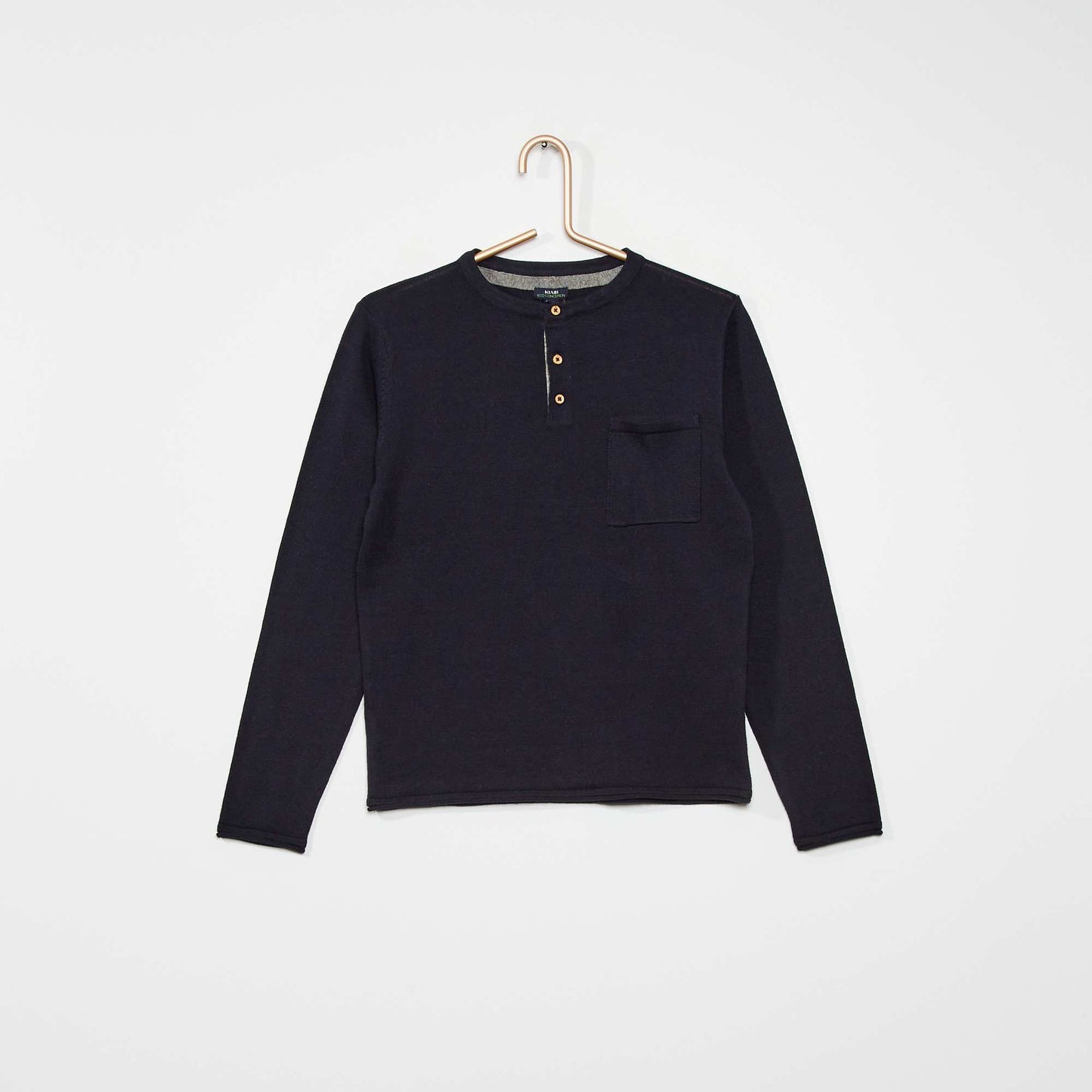 Pull col tunisien bleu marine