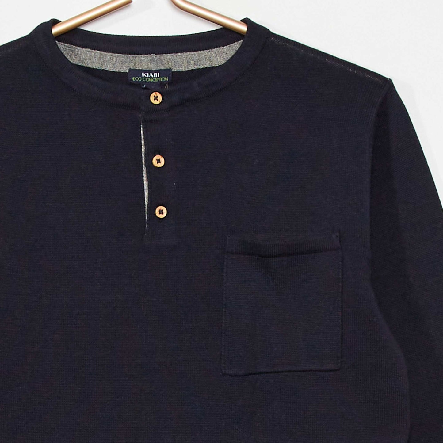 Pull col tunisien bleu marine