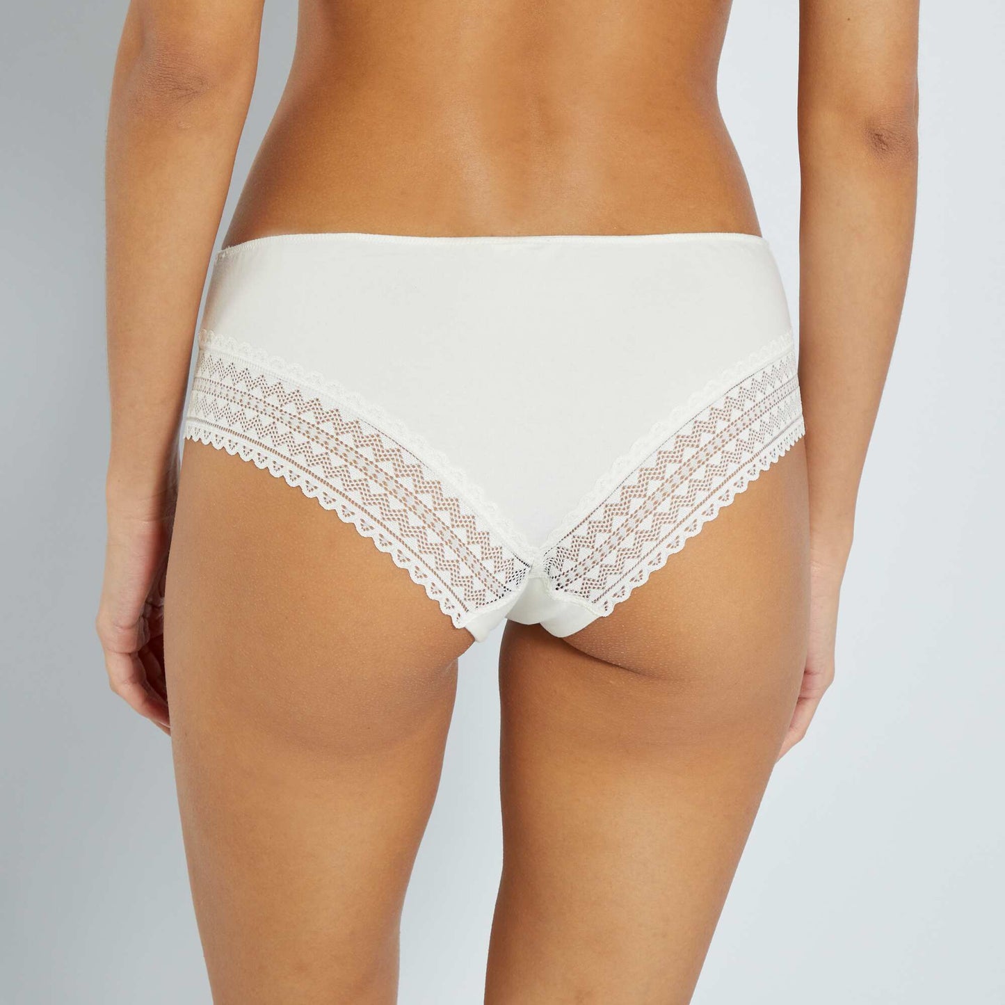 Lot de 3 shorties coton dentelle rose gris / cru/vert