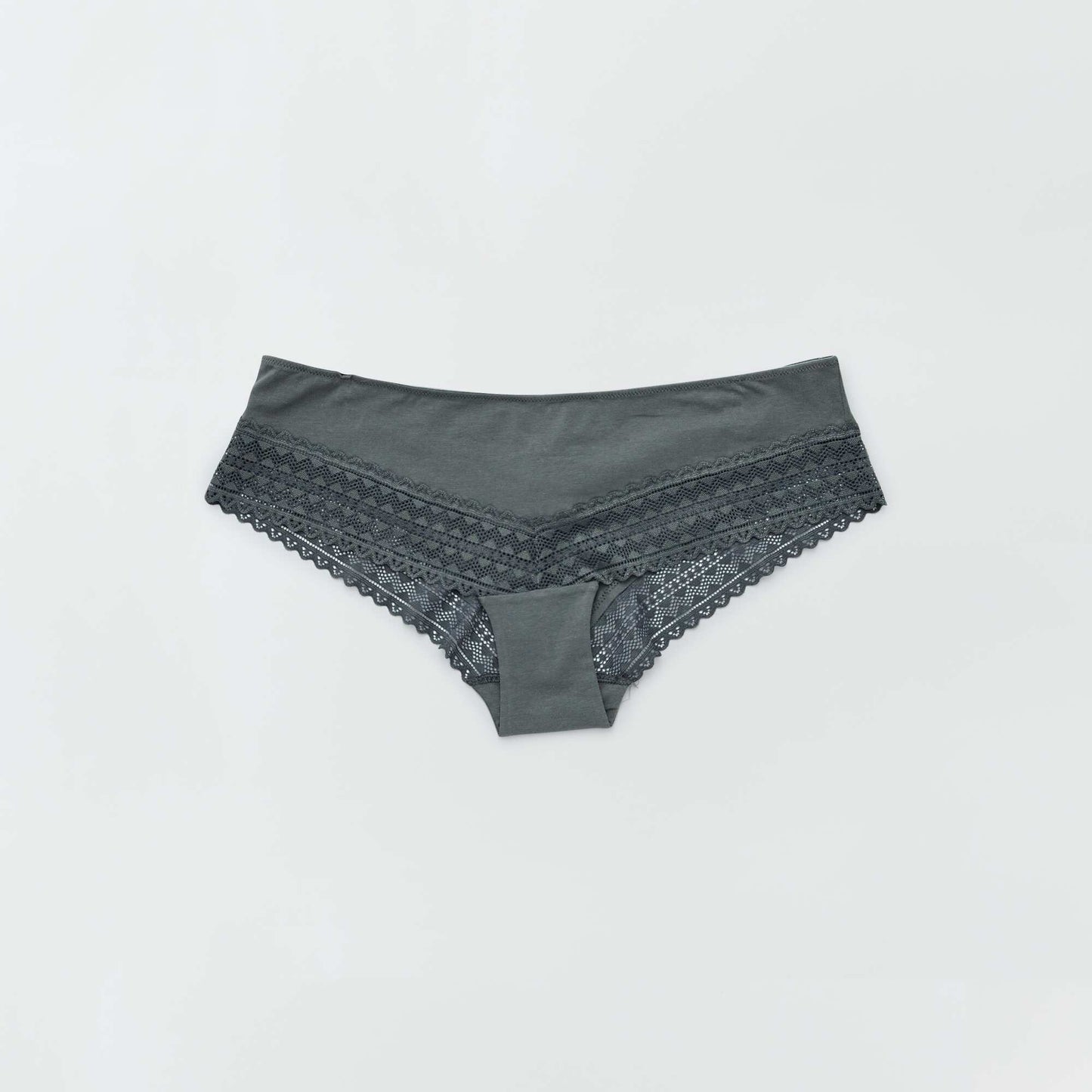 Lot de 3 shorties coton dentelle rose gris / cru/vert