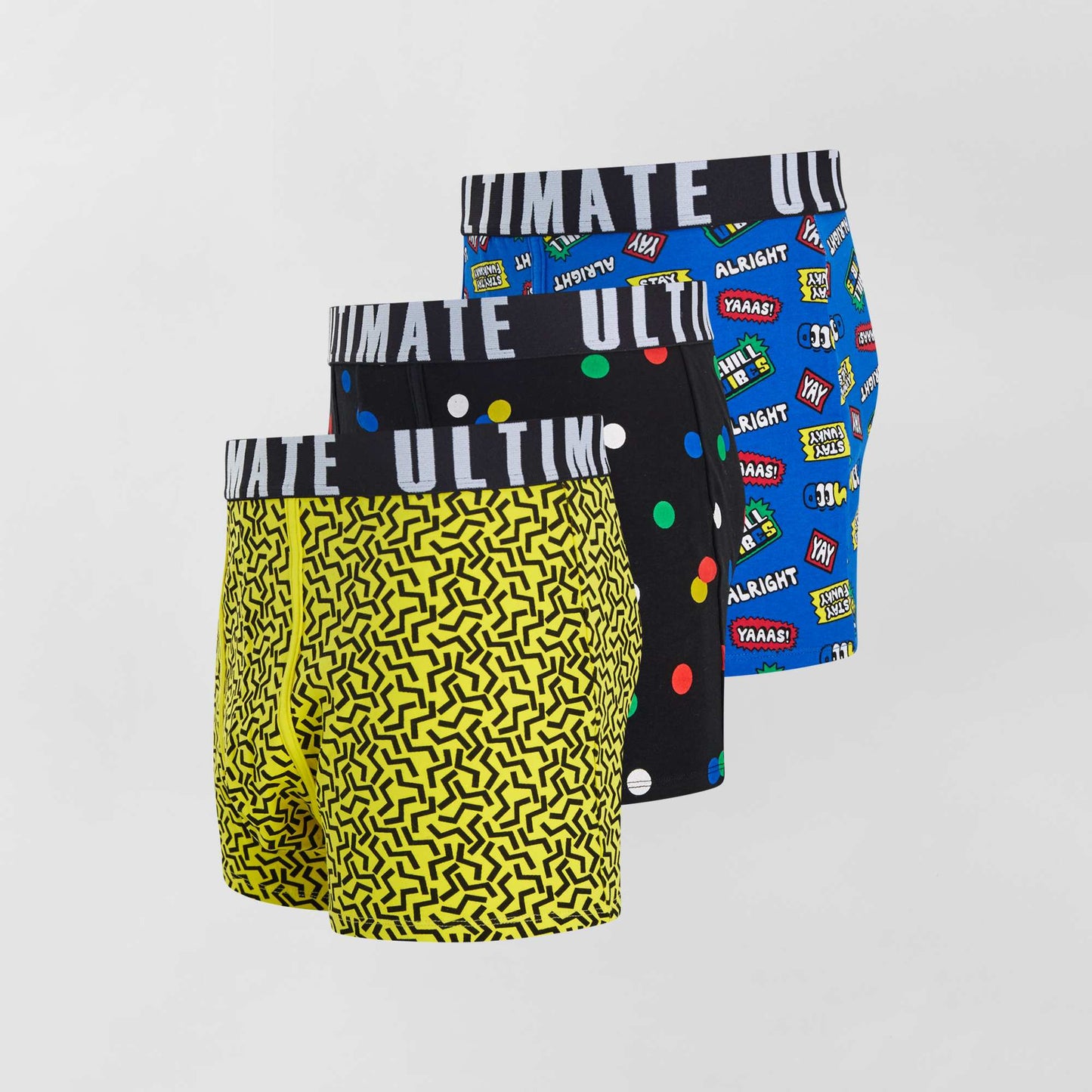 Lot de 3 boxers fantaisie bleu/jaune