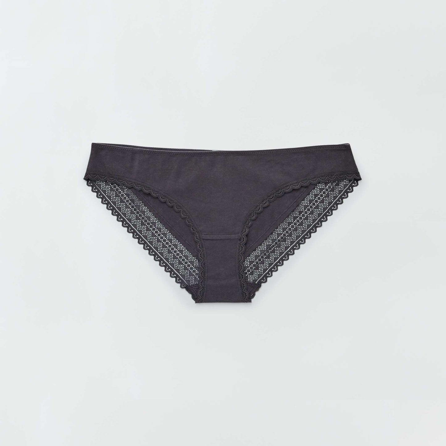Lot de 3 culottes coton dentelle cru/vieux rose/gris fonc