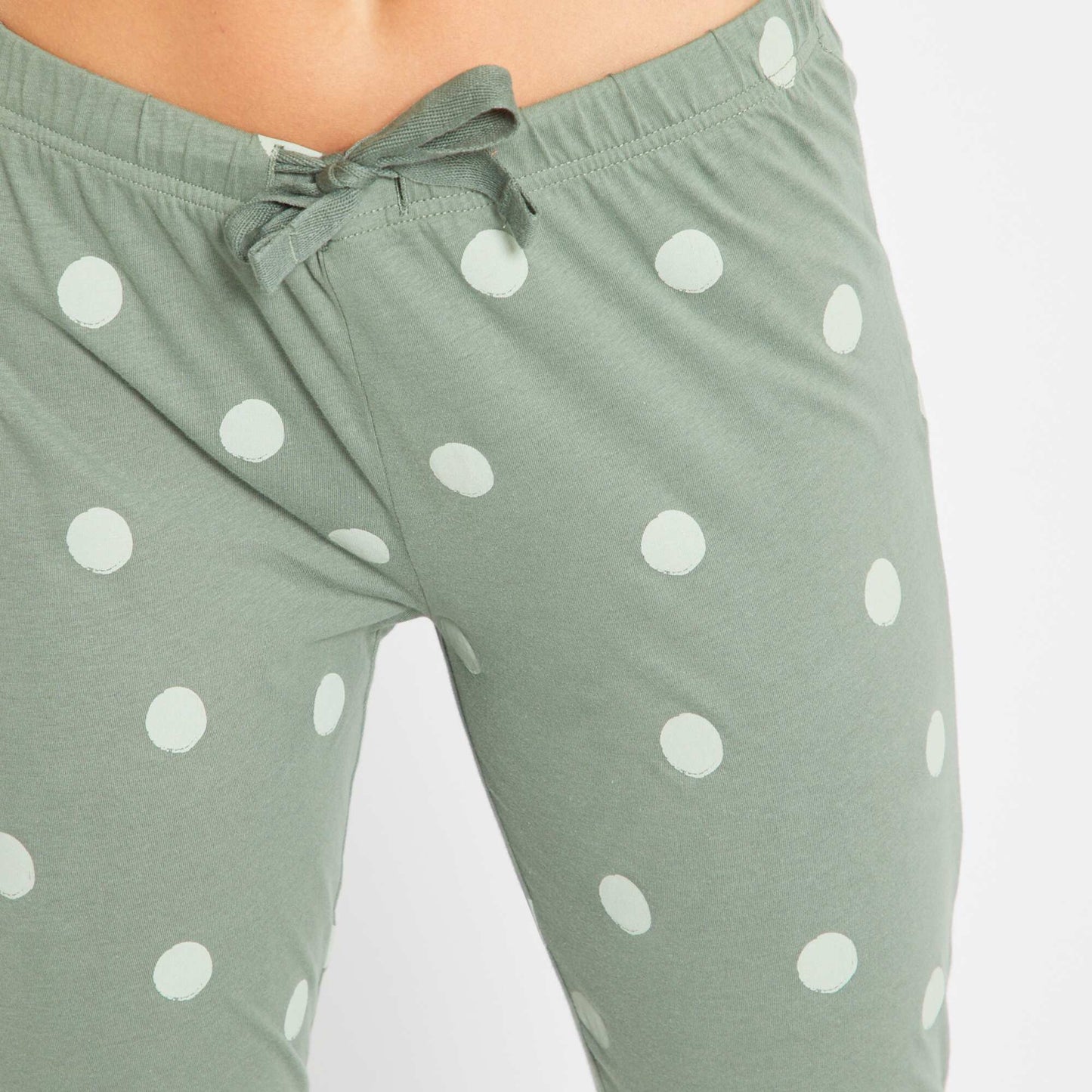 Ensemble en jersey - 2 pi ces vert pois