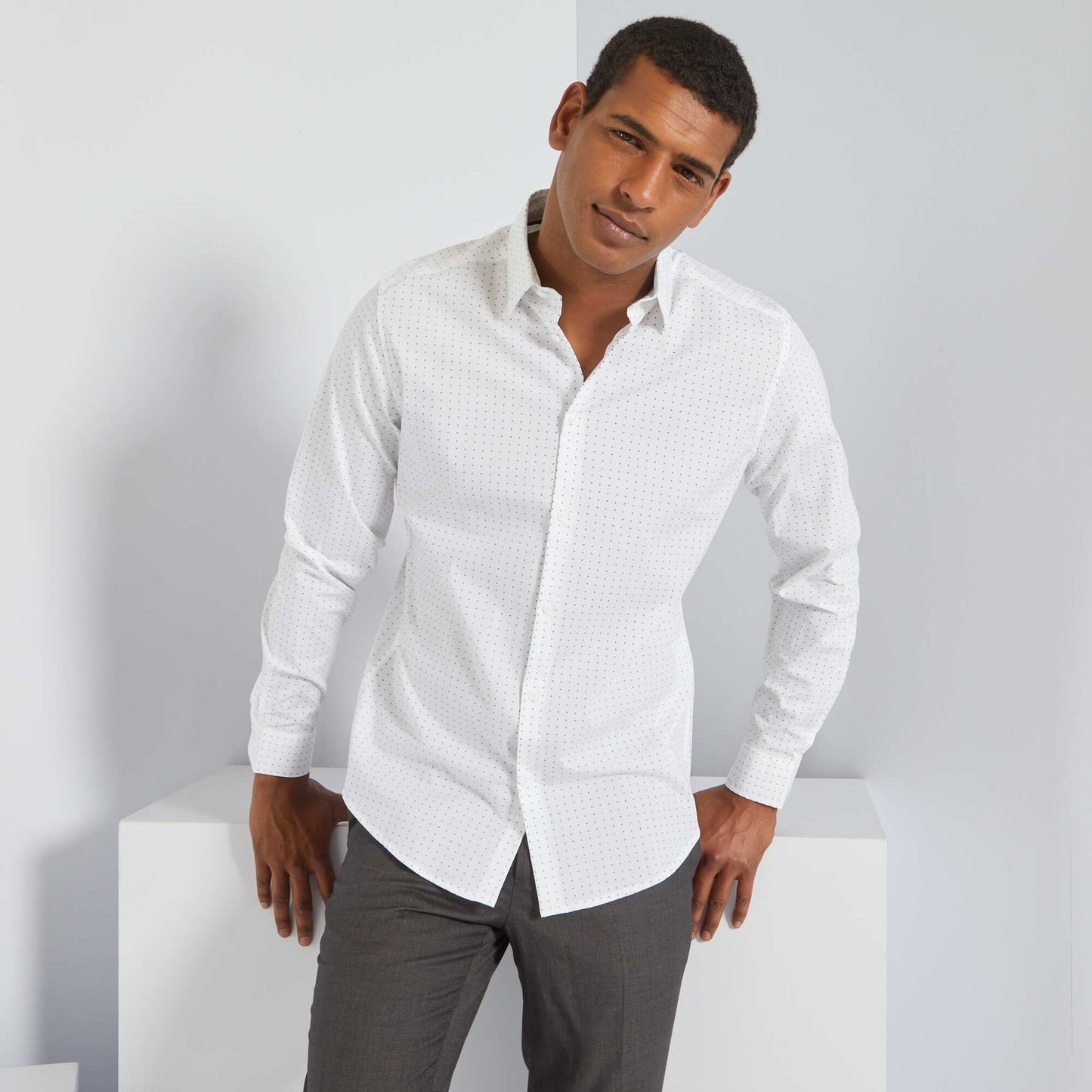 Chemise slim motifs Blanc