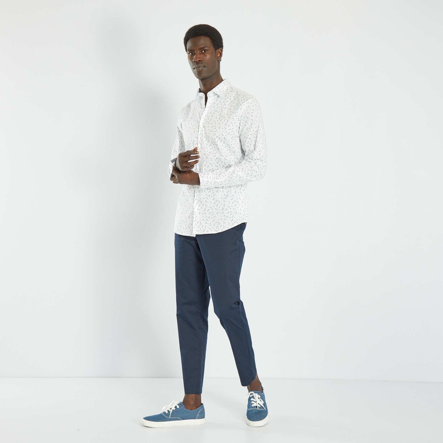 Chemise slim motifs Blanc fleuri