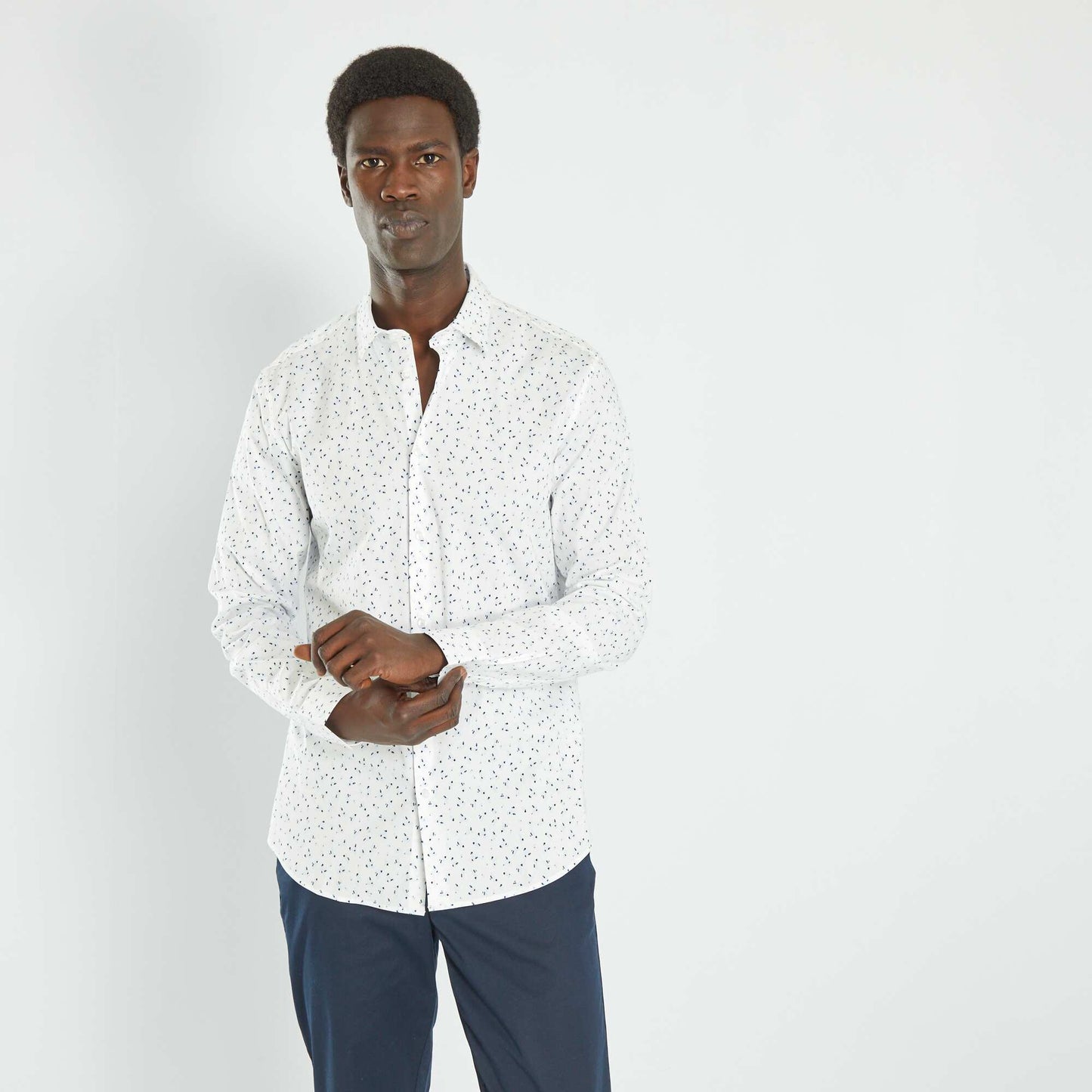 Chemise slim motifs Blanc fleuri