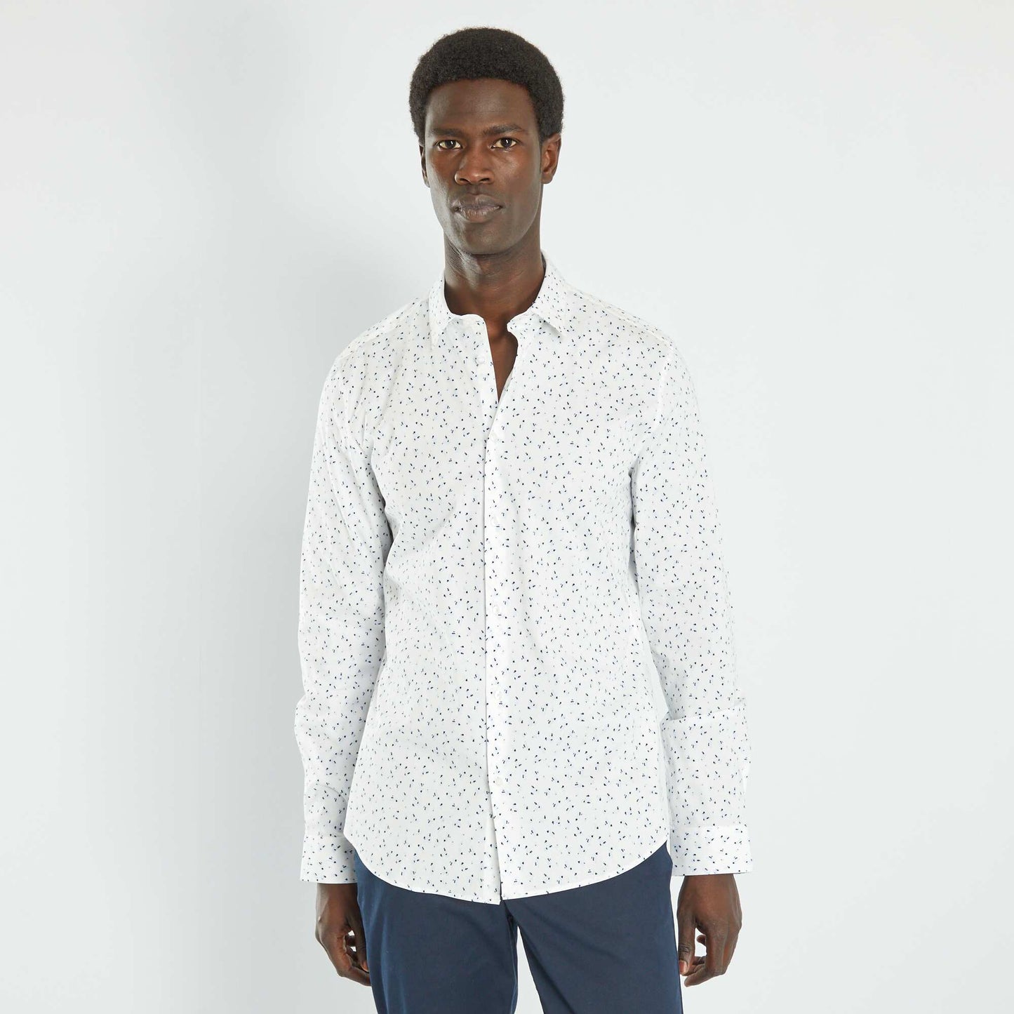 Chemise slim motifs Blanc fleuri