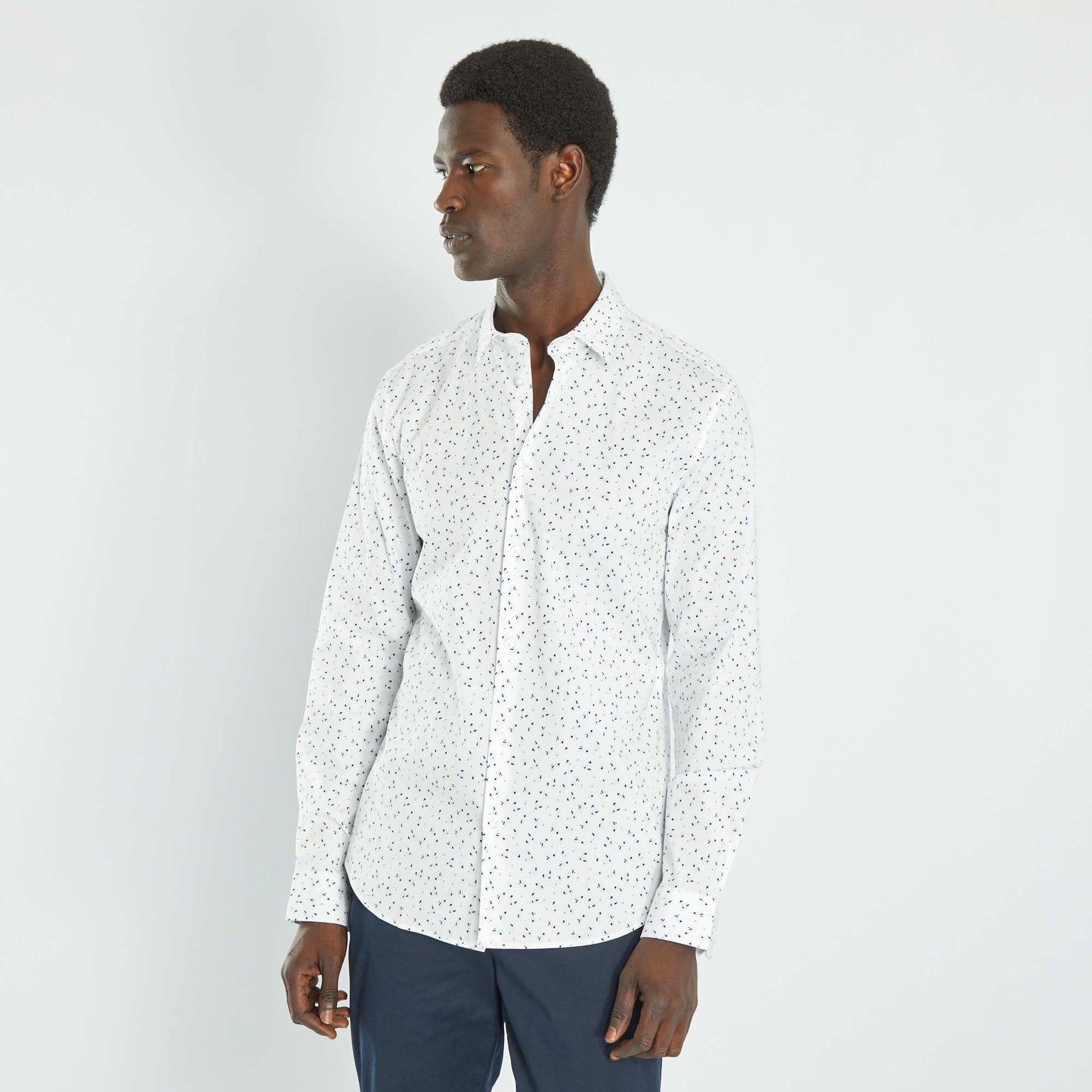 Chemise slim motifs Blanc fleuri