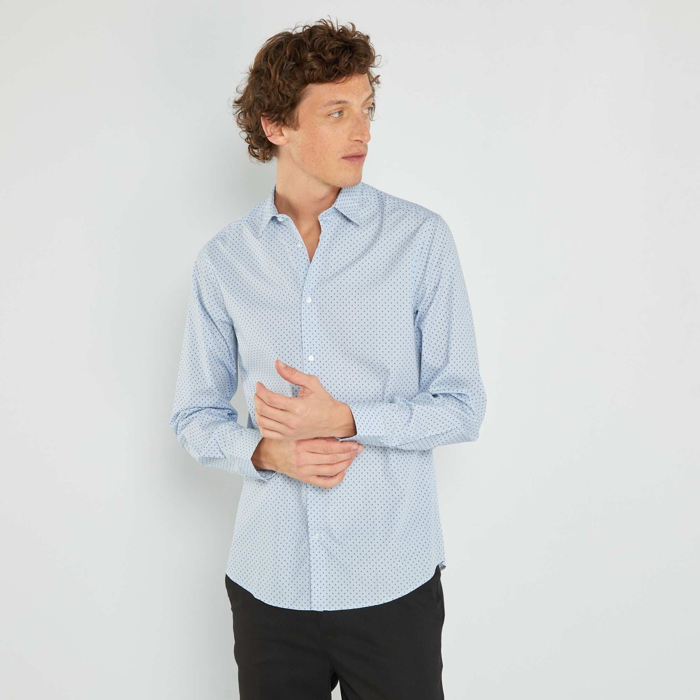 Chemise fantaisie 'sans repassage' Bleu