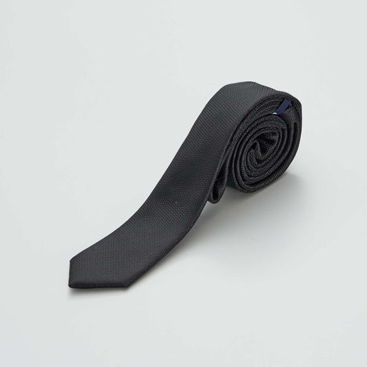 Cravate fine unie noir