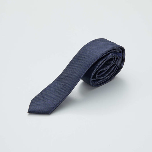 Cravate fine unie bleu navy