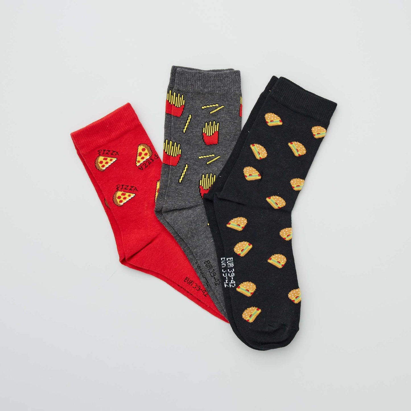 Lot de 3 paires de chaussettes noir/gris/rouge