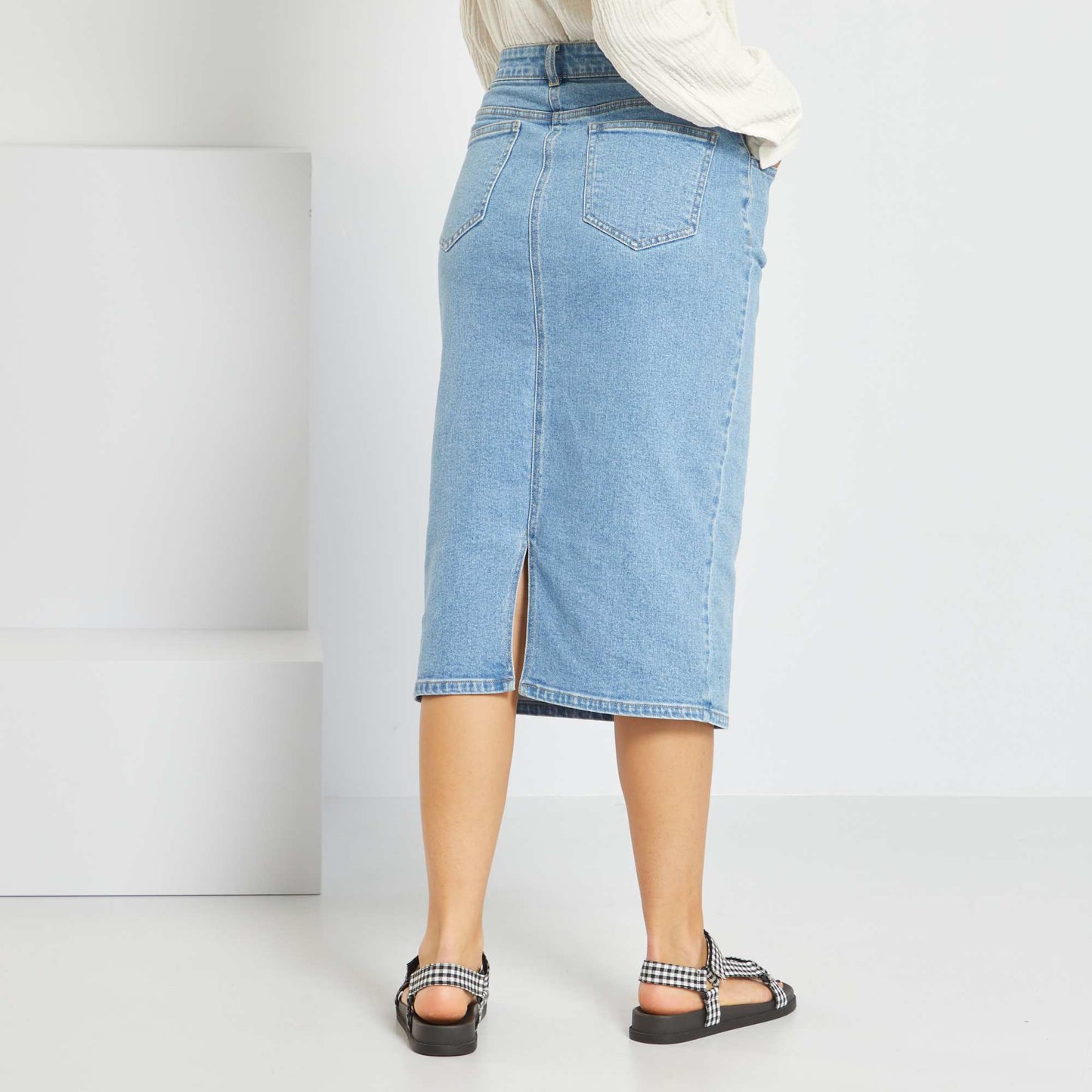 Jupe crayon en denim Bleu double stone