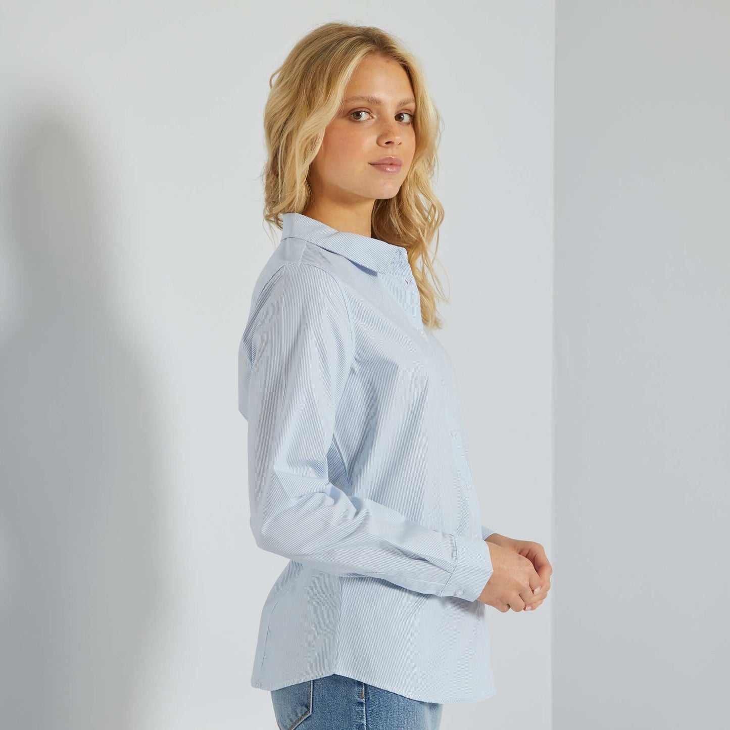 Chemise fitt e col italien Bleu ray