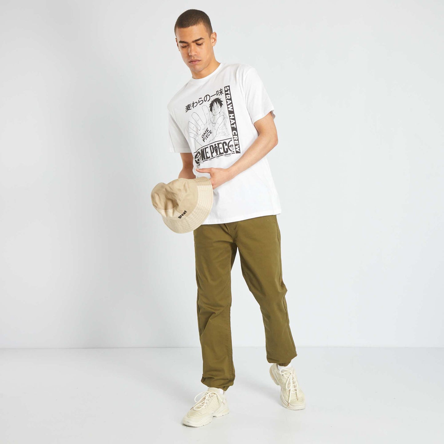 Pantalon esprit 'jogger' Kaki