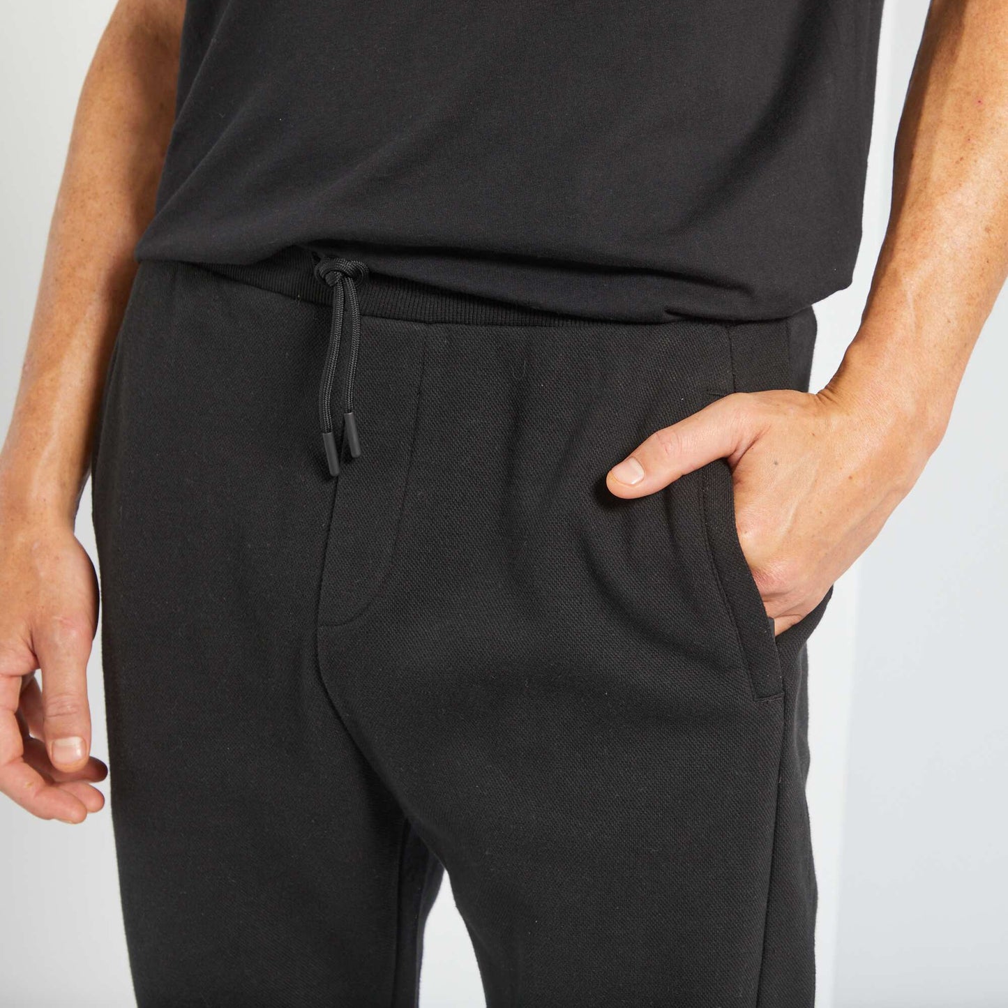 Pantalon de jogging en piqu de coton noir