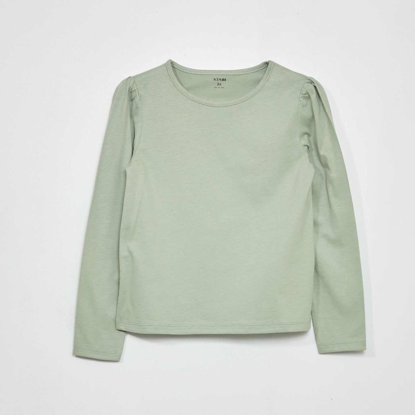 T-shirt col rond fronc aux paules Vert