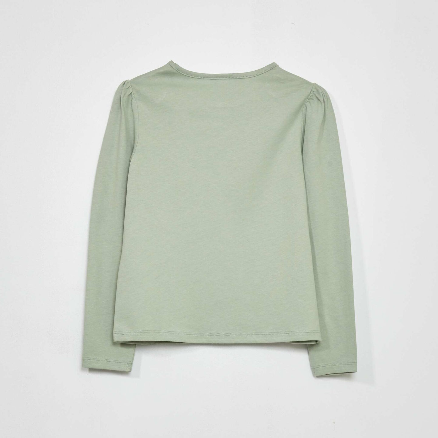 T-shirt col rond fronc aux paules Vert