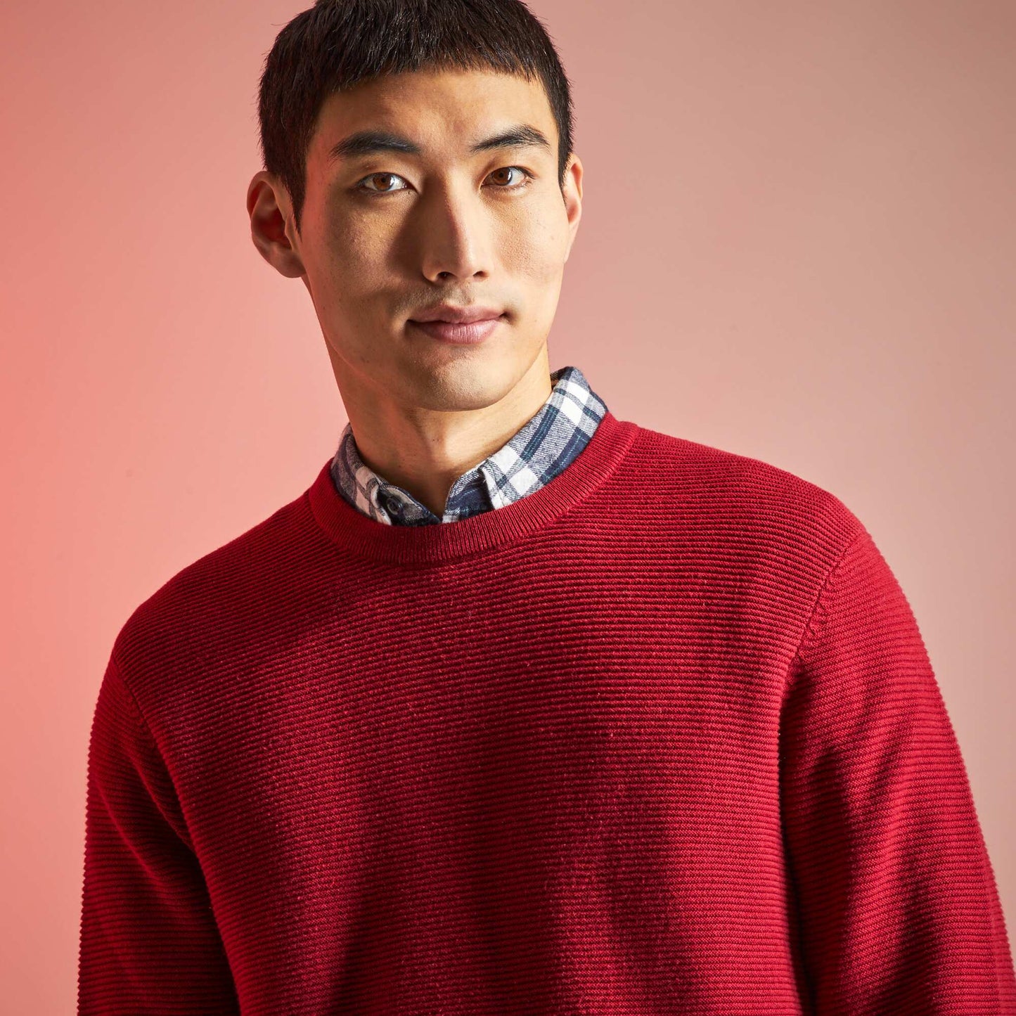 Pull maille fantaisie rouge bordeaux