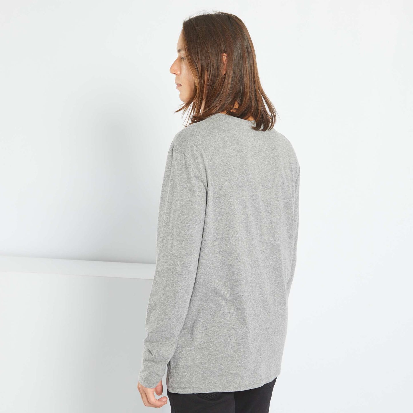 T-shirt uni manches longues Gris