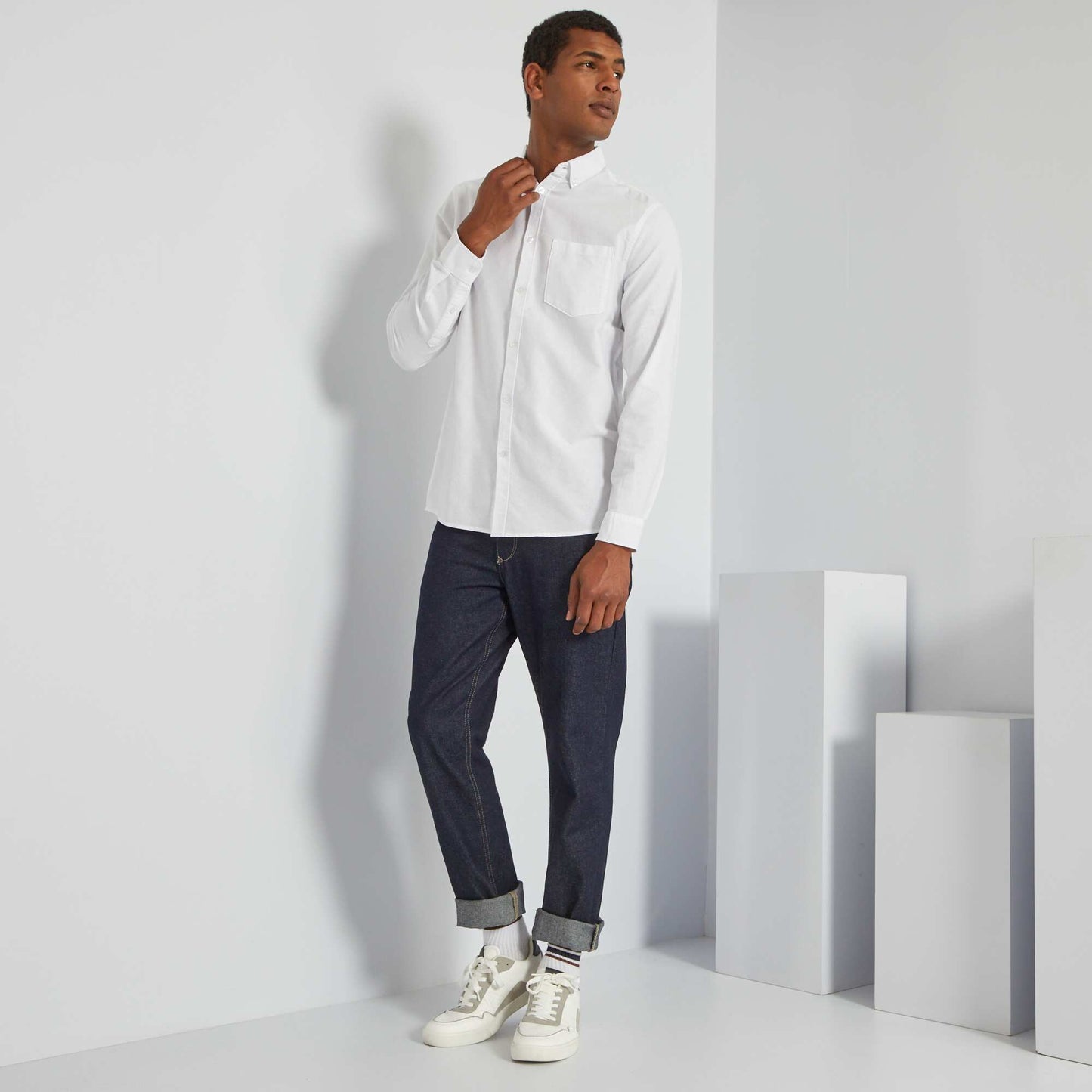 Chemise regular en oxford blanc