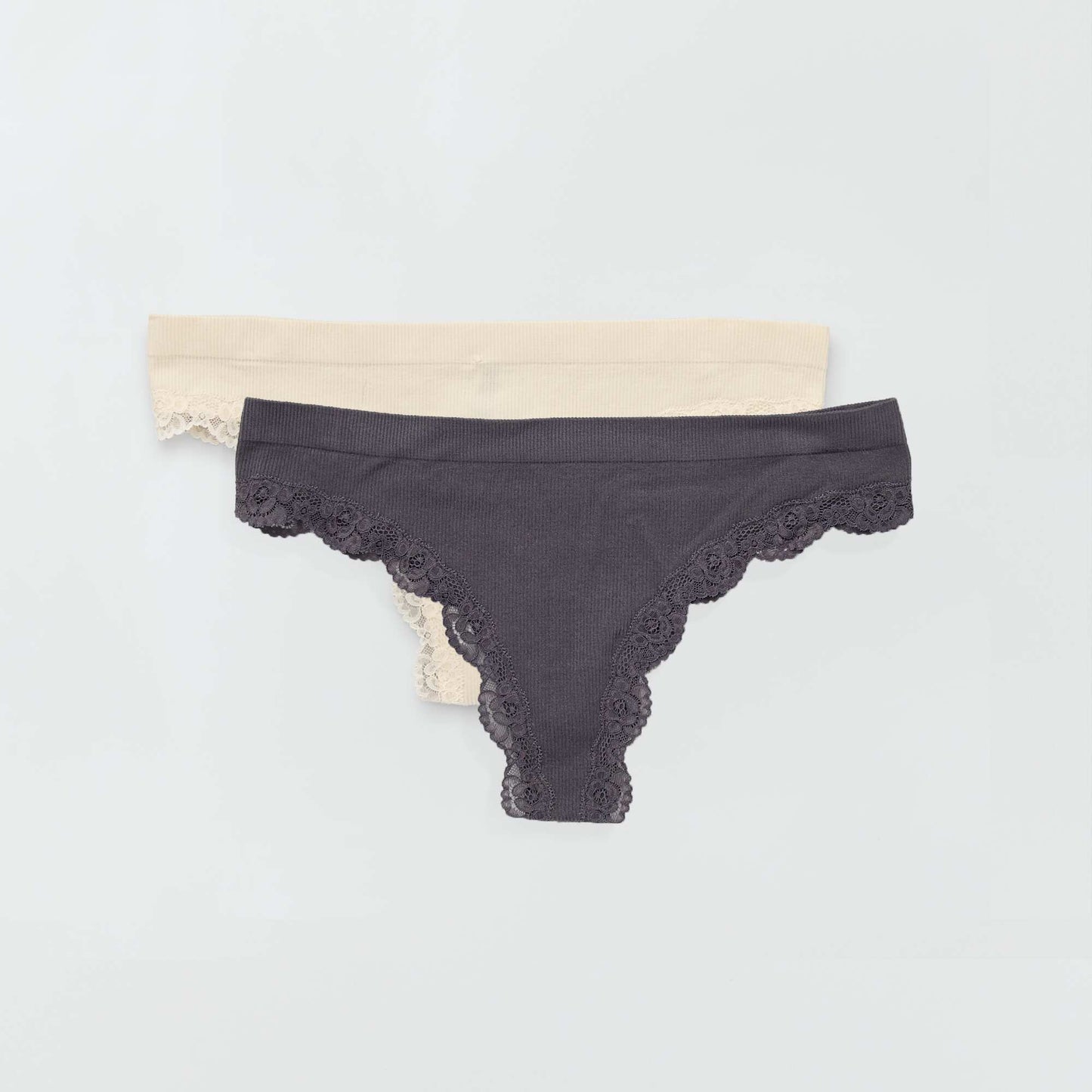 Lot 2 tangas sans coutures cru/gris fonc
