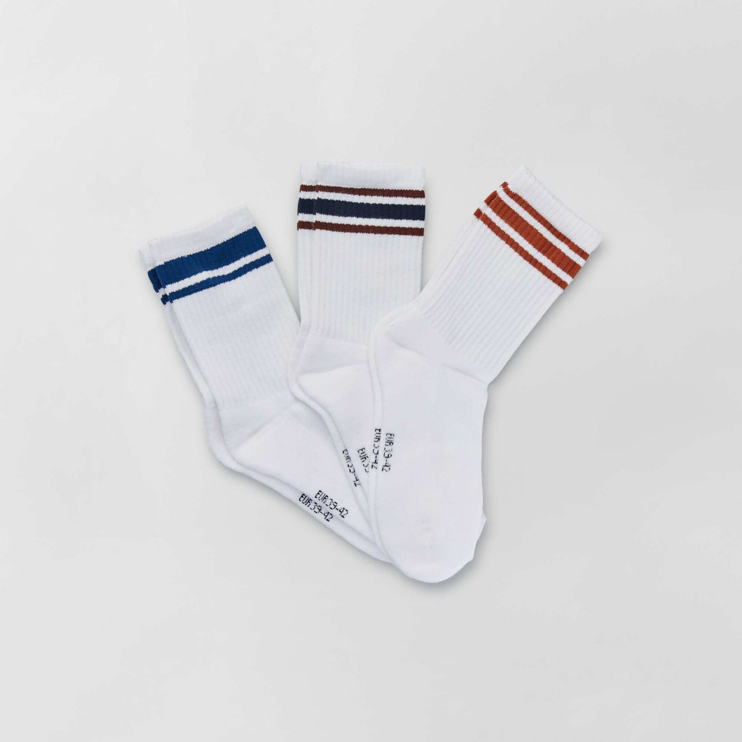 Chaussettes avec bandes contrastantes - Lot de 3 Blanc