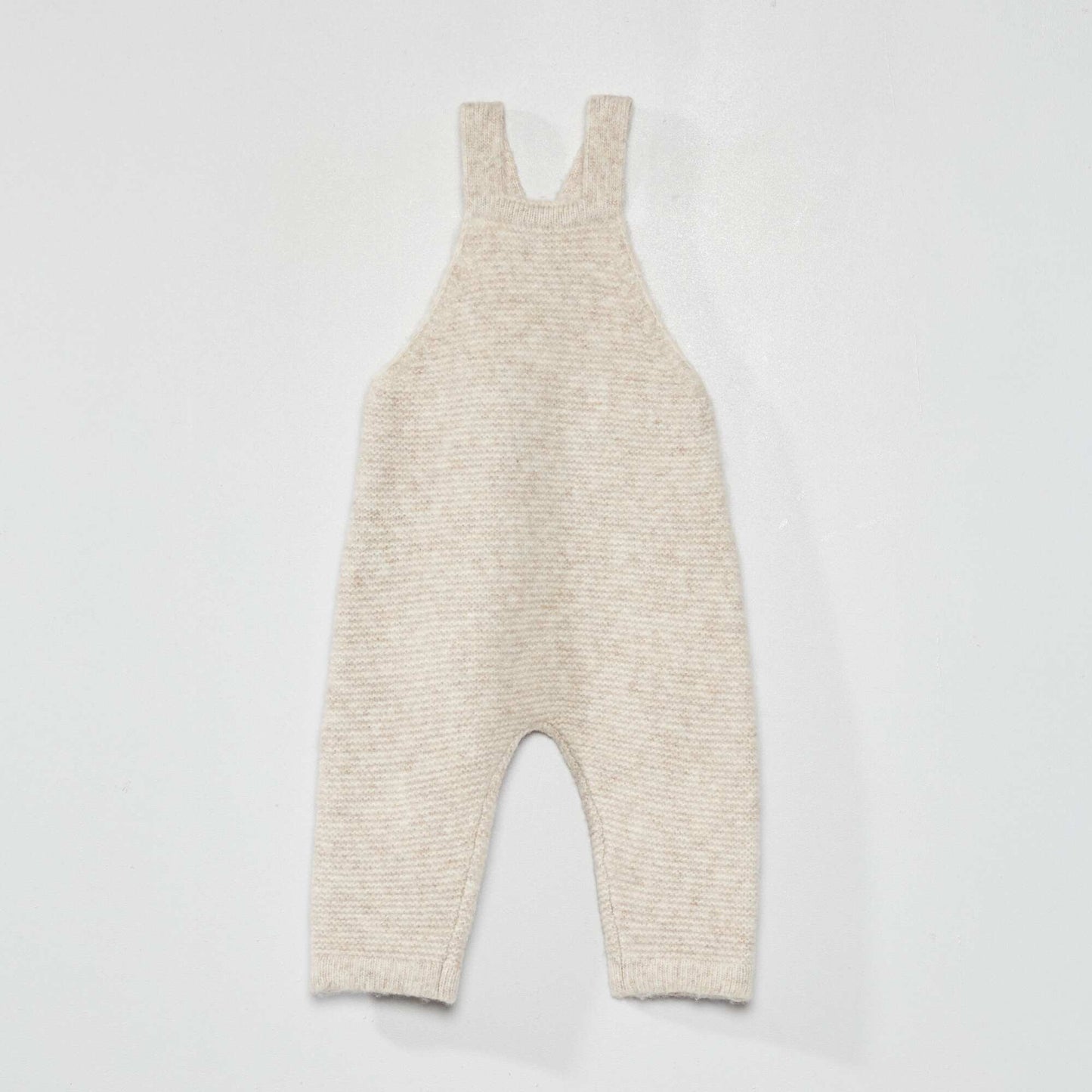 Salopette longue en maille tricot Beige clair