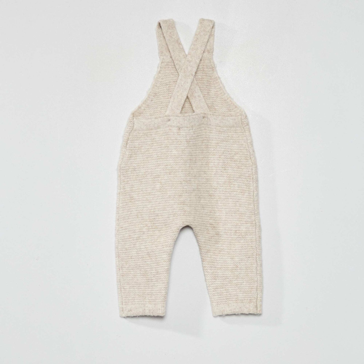 Salopette longue en maille tricot Beige clair