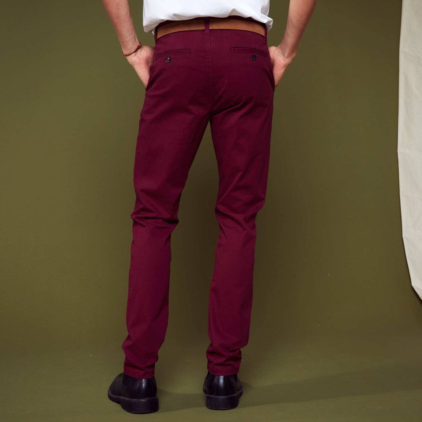 Chino slim avec ceinture - L32 Rouge