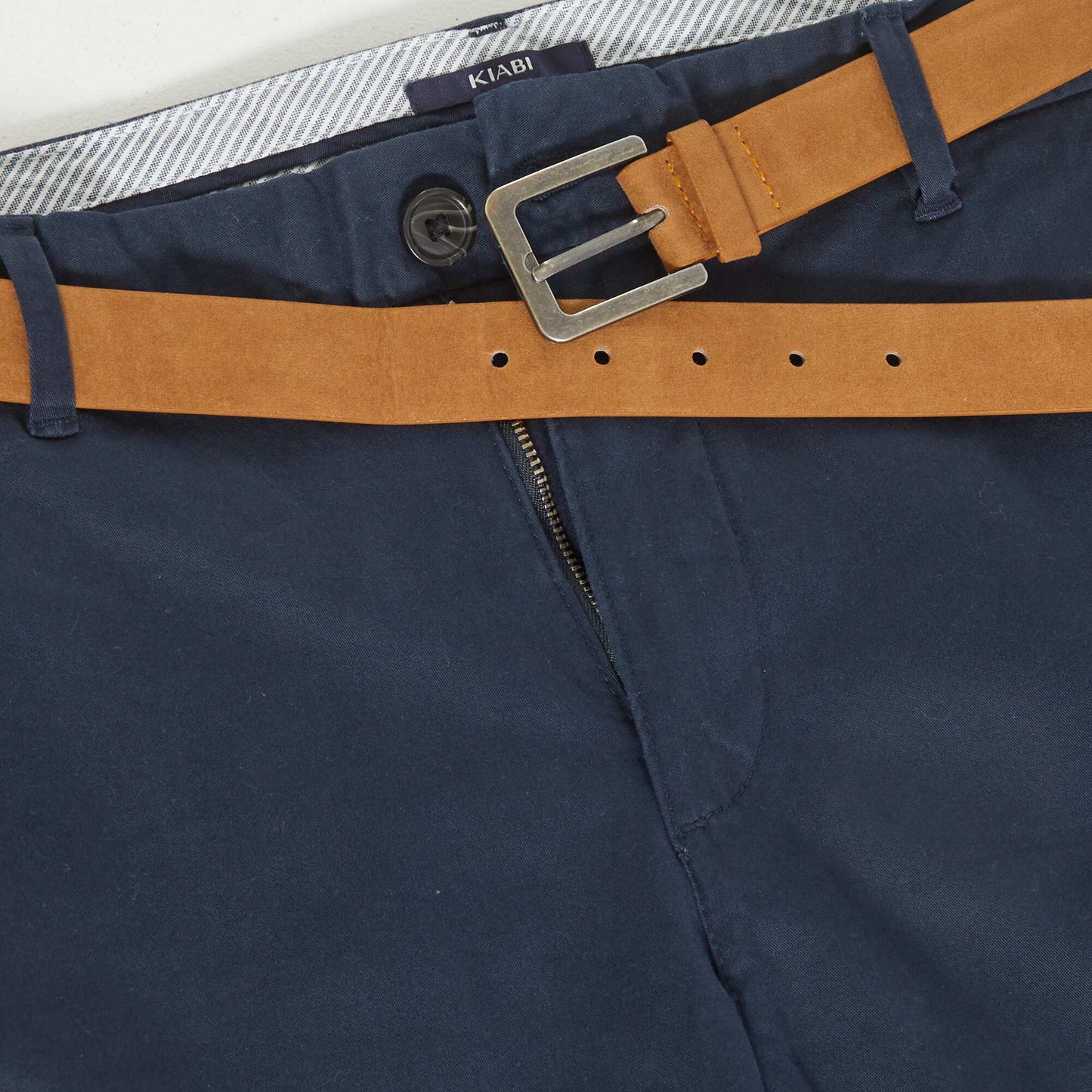 Chino slim avec ceinture - L32 bleu marine