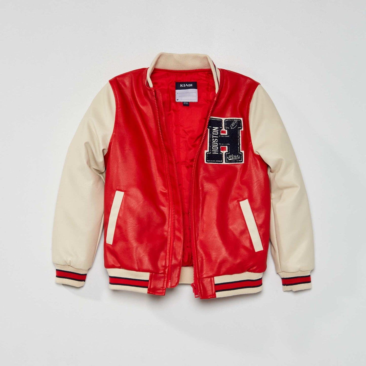 Blouson style 'campus' rouge chiné