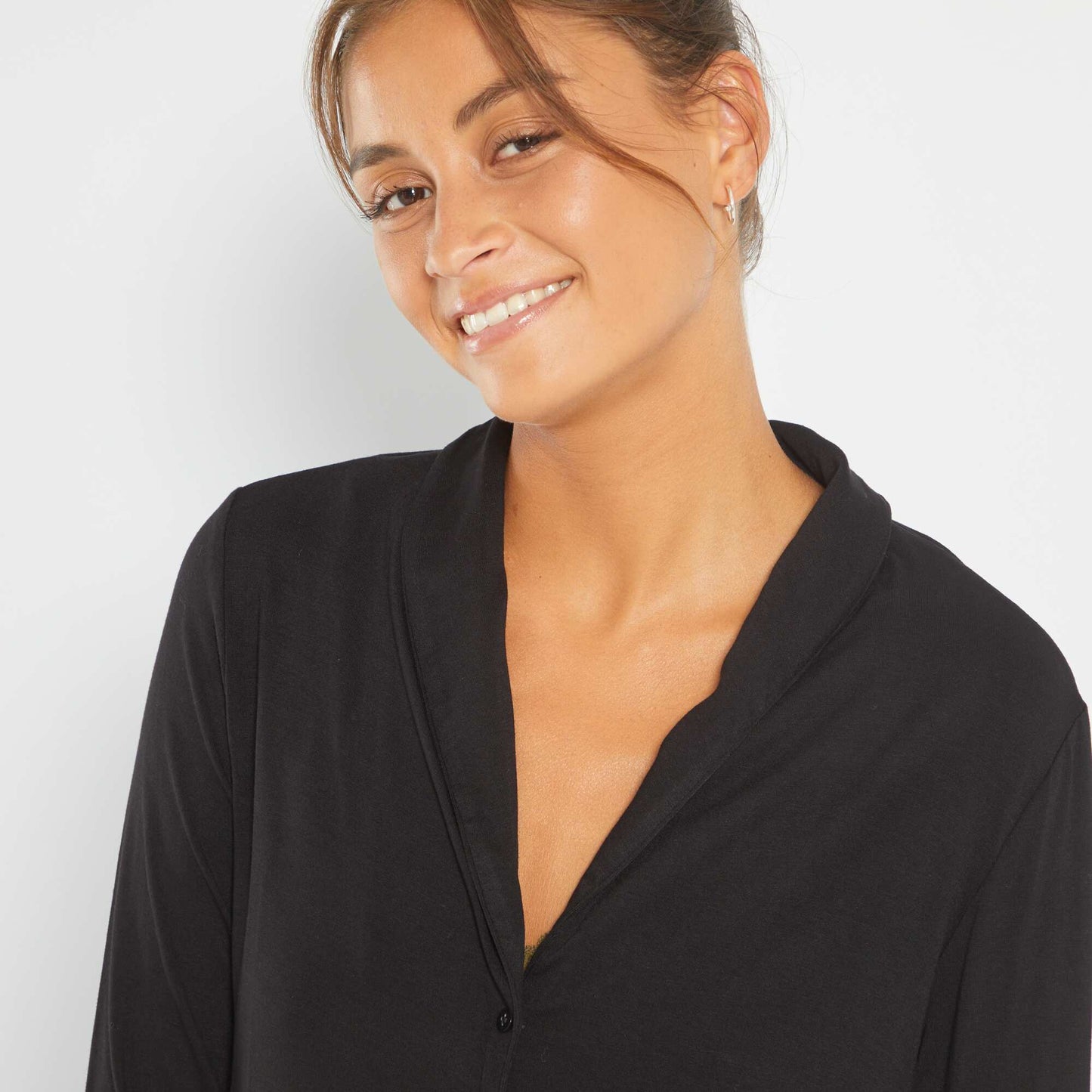 Veste de pyjama en viscose noir