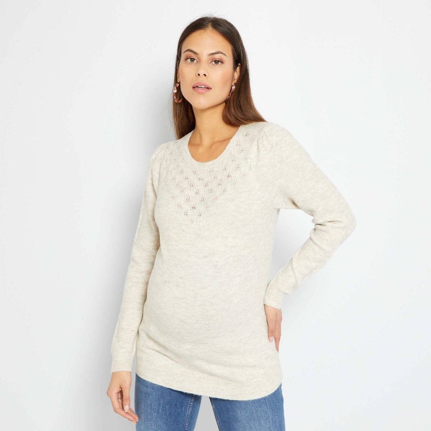 Pull de grossesse Beige