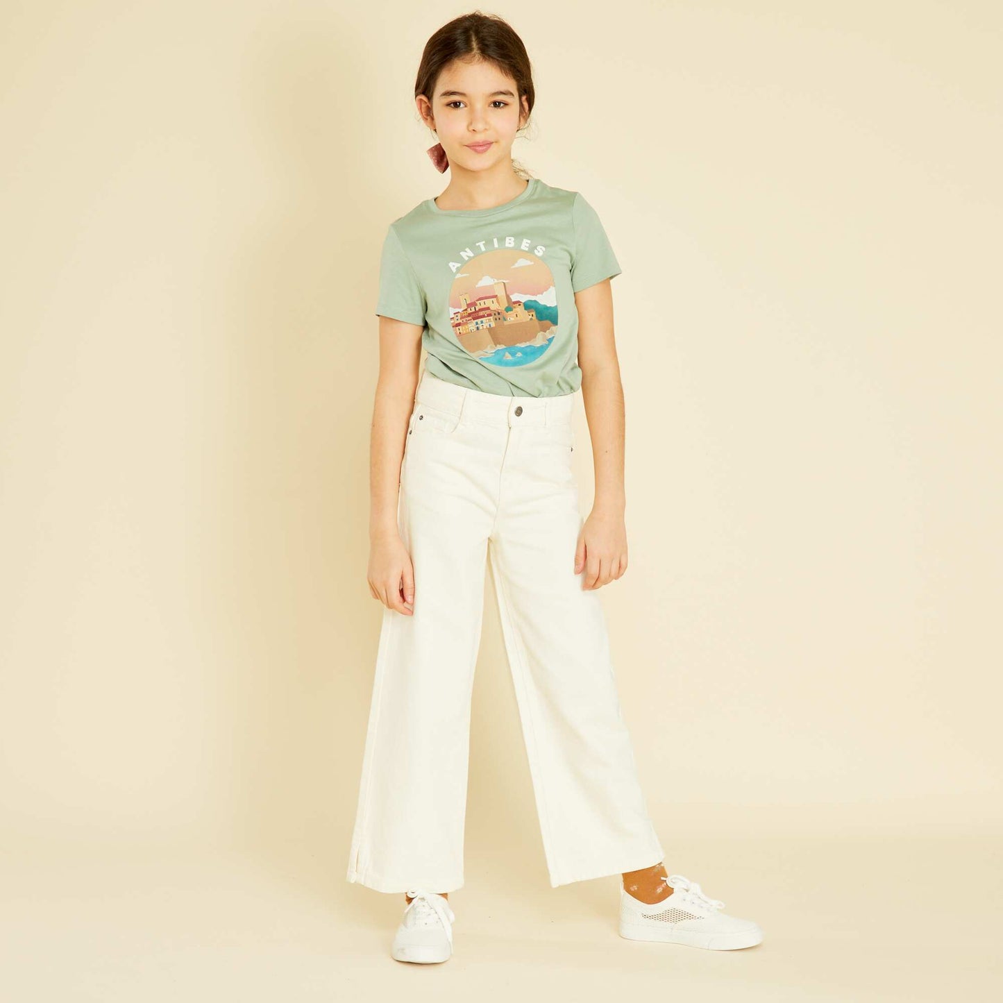 Jean large wide-leg Blanc